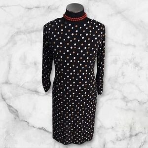 Polka Dot Dress - Black. White & Tan